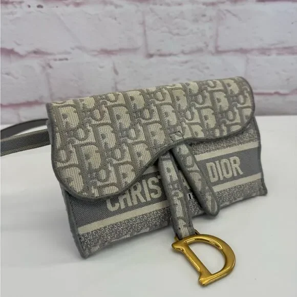 Authentic Dior Saddle Oblique Gray Belt Crossbody Bag - Picture 2 of 14
